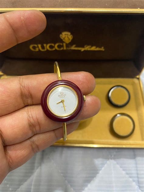 vintage gucci change bezel watch|Gucci watch with changeable bezels.